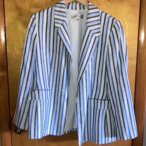 White,  Blue and grey Striped Jacket by Kasper size 14